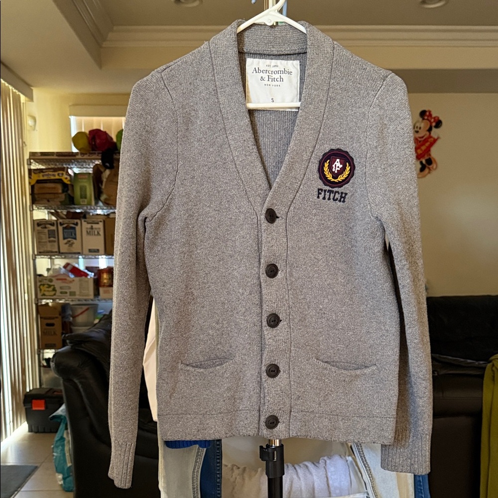 Abercrombie & Fitch Gray Cardigan Sweater